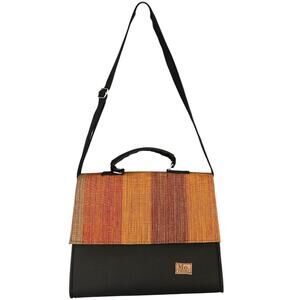 Mo Tribe Woven Artisan Top Handle Satchel Bag Crossbody Strap Boho Metallic